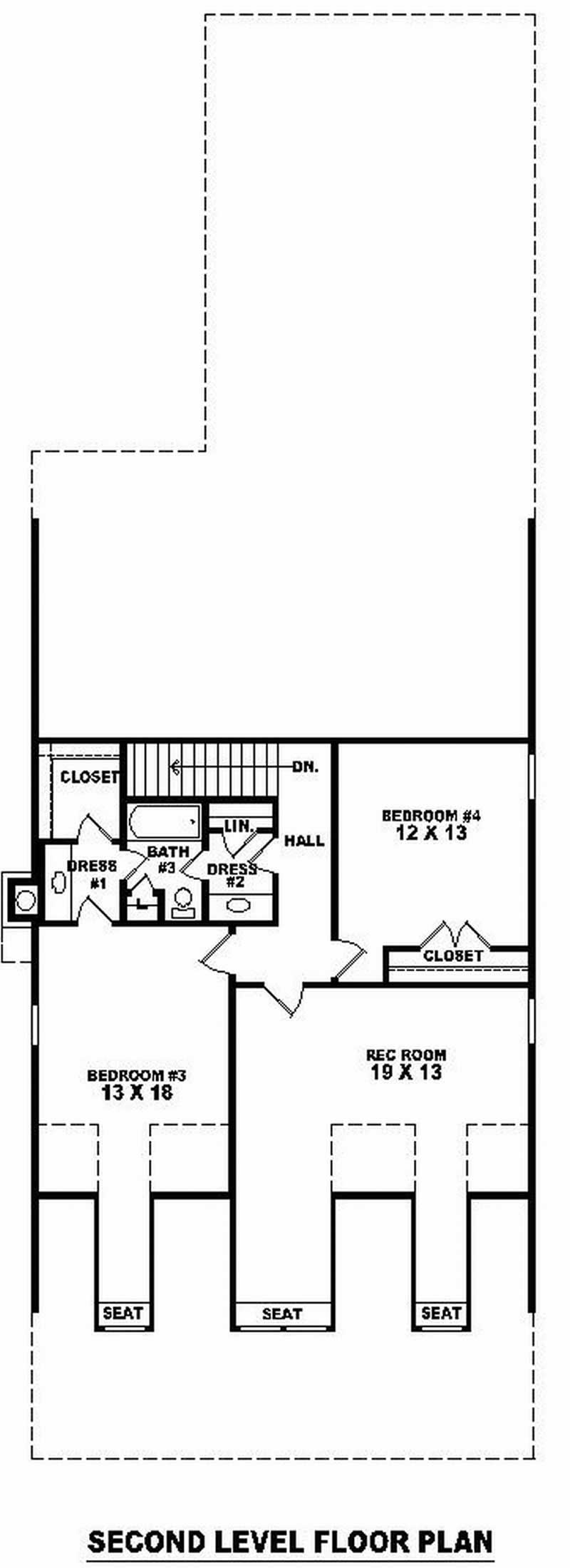 Floor Plan Second Story of Craftsman Plan #170-2679