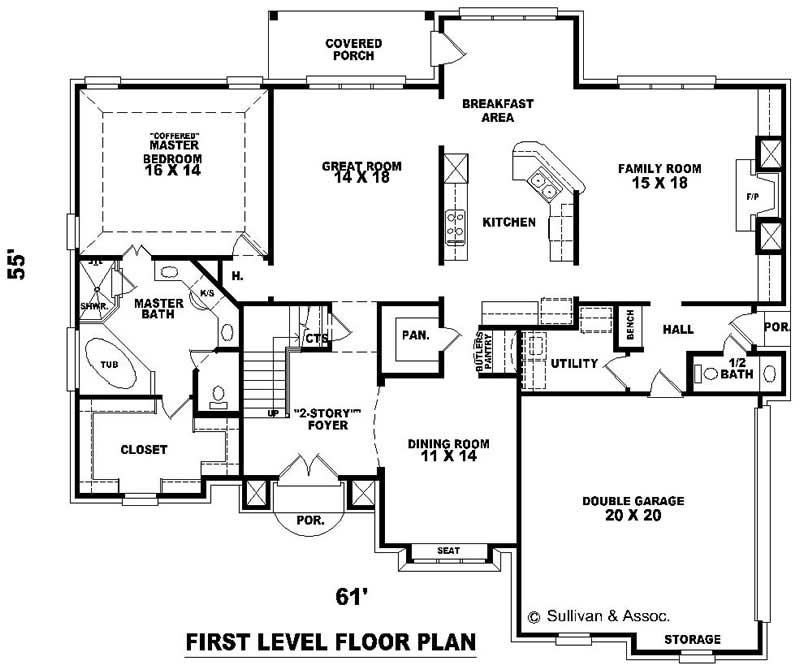 Floor Plan First Story of French Plan #170-2684