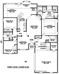 Floor Plan First Story of French Plan #170-2688