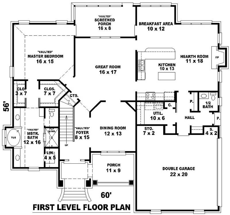 Floor Plan First Story of Country Plan #170-2690