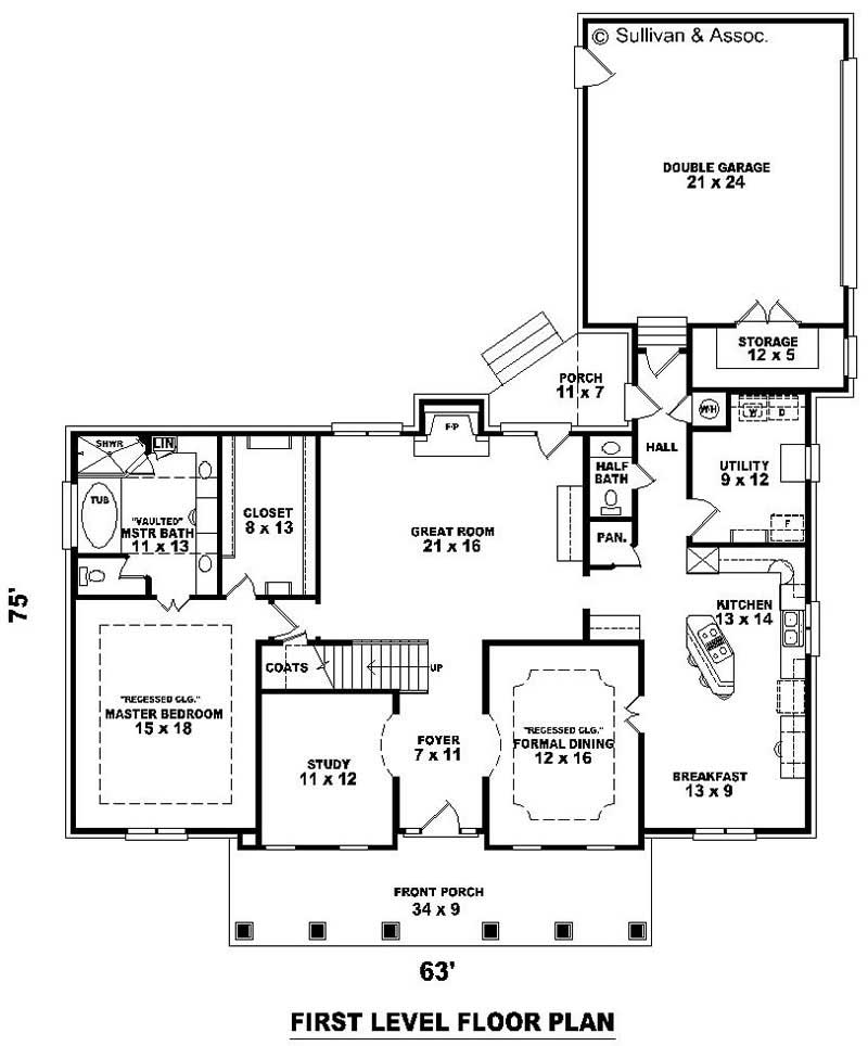 Floor Plan First Story of Country Plan #170-2708