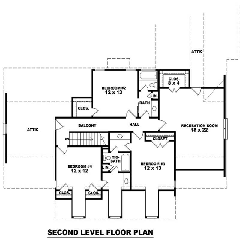 Floor Plan Second Story of Country Plan #170-2708