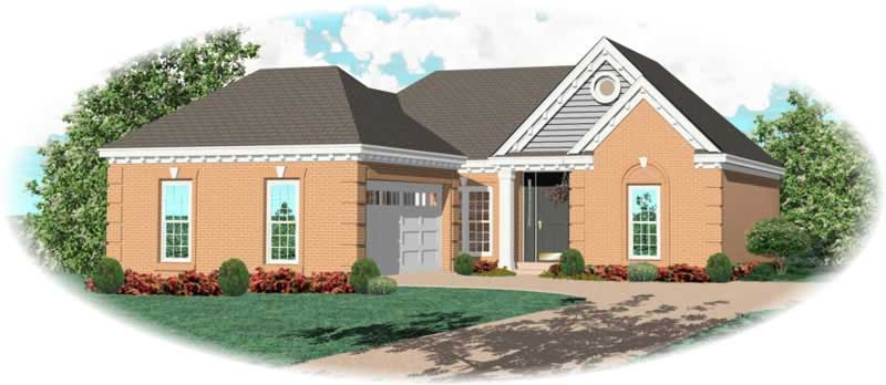 Front view of French home (ThePlanCollection: House Plan #170-2710)