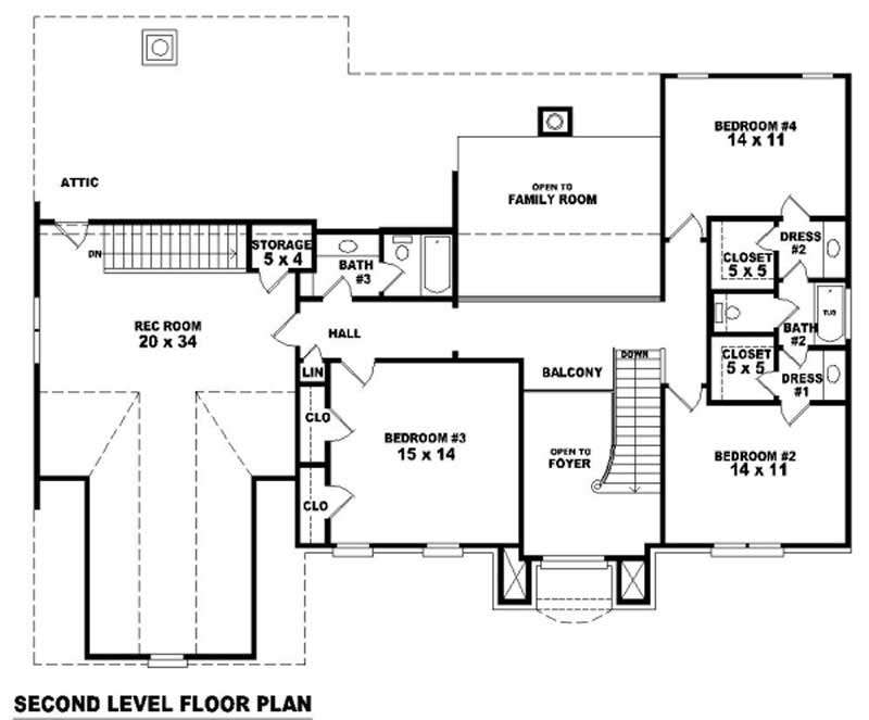 Floor Plan Second Story of French Plan #170-2717