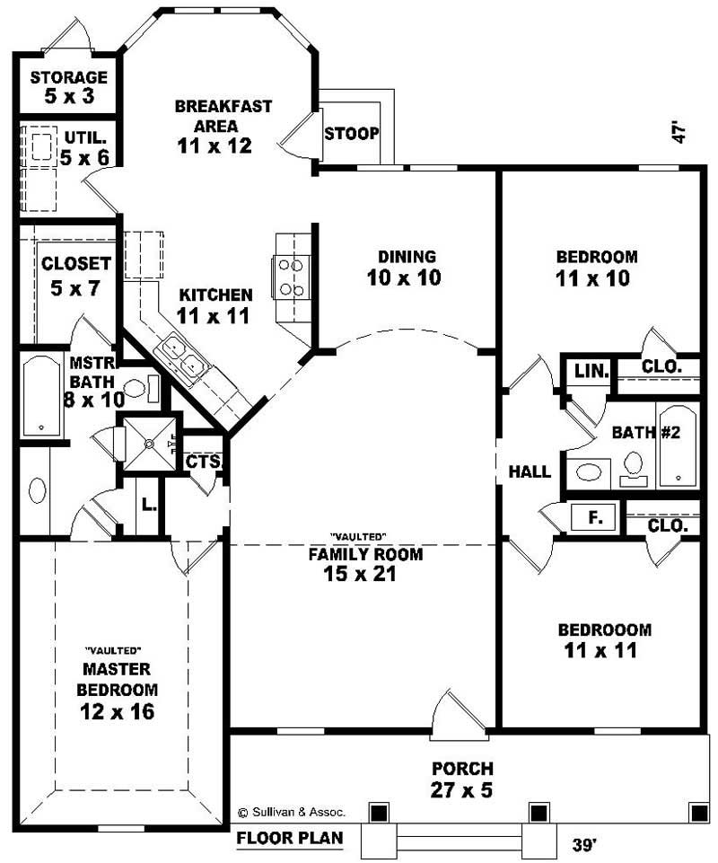 Floor Plan First Story of Ranch Plan #170-2724