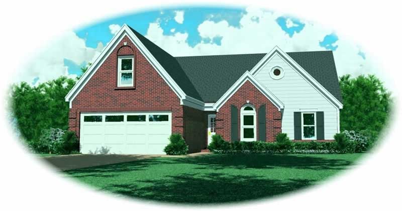 Front view of French home (ThePlanCollection: House Plan #170-2731)
