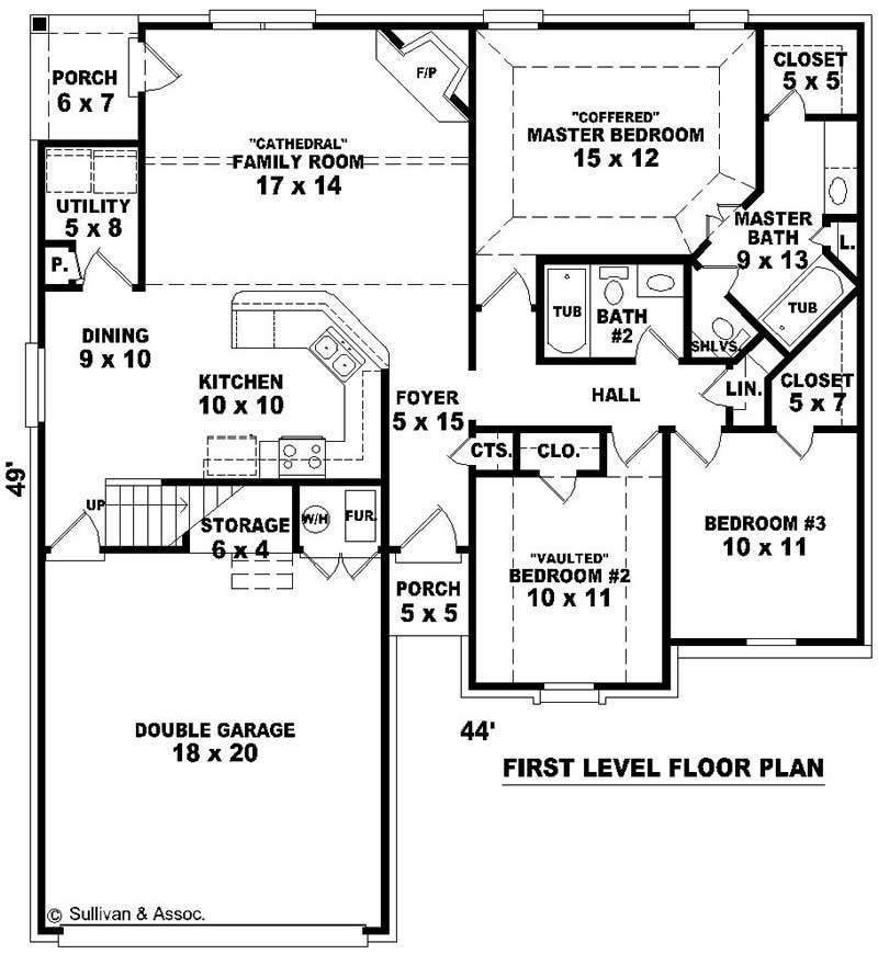 Floor Plan First Story of French Plan #170-2731