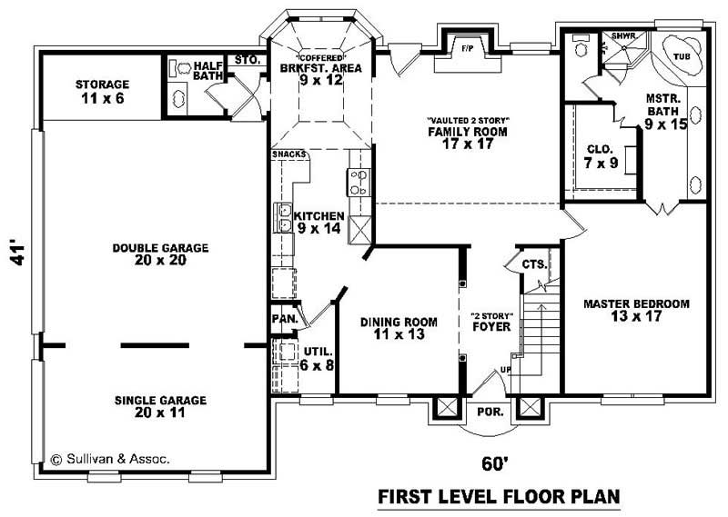 Floor Plan First Story of Traditional Plan #170-2735