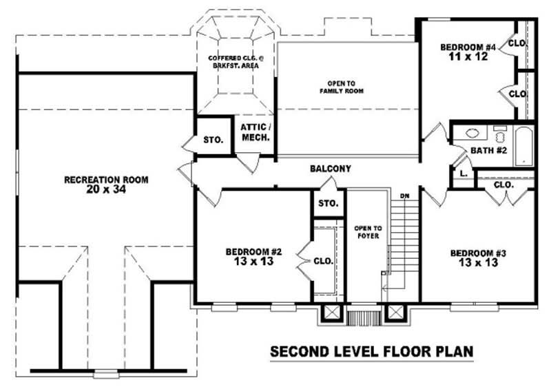 Floor Plan Second Story of Traditional Plan #170-2735