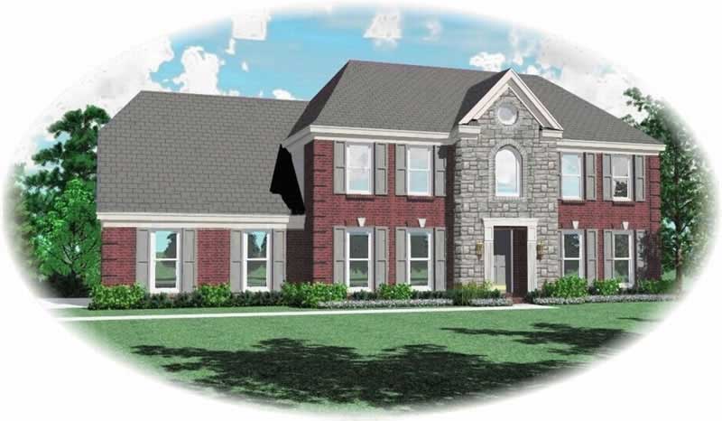 Front view of French home (ThePlanCollection: House Plan #170-2736)