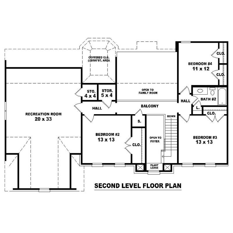 Floor Plan Second Story of French Plan #170-2736