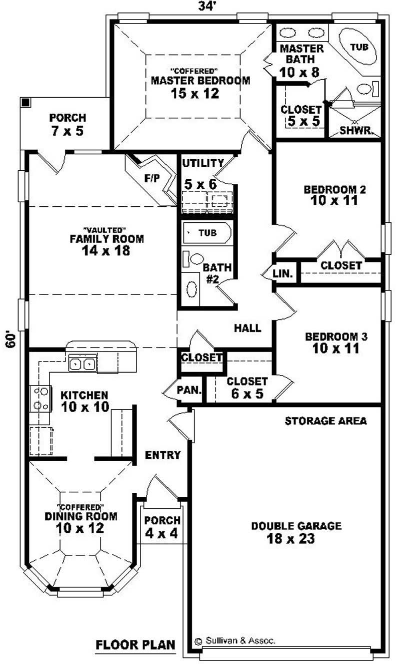 Floor Plan First Story of Small House Plans #170-2747