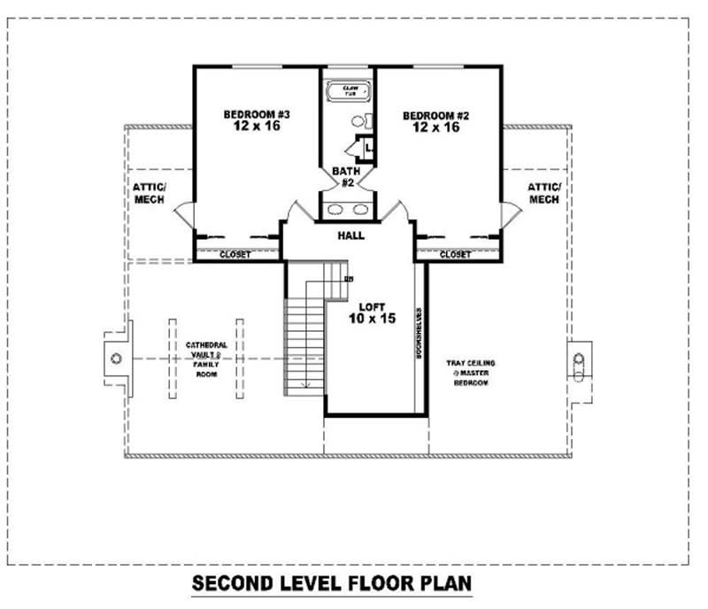 Floor Plan Second Story of Cape Cod Plan #170-2777