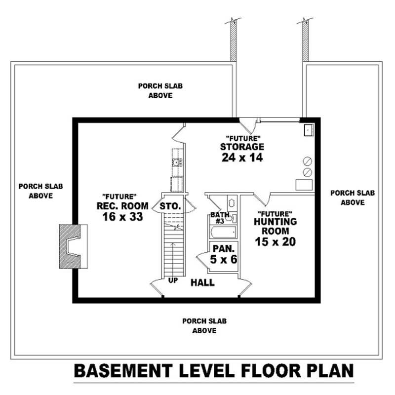 Floor Plan Basement of Country Plan #170-2784