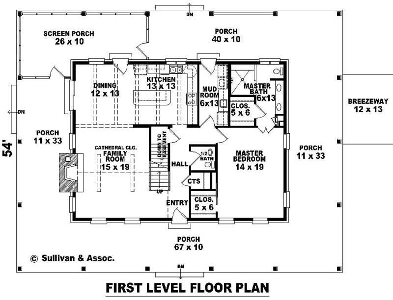 Floor Plan First Story of Country Plan #170-2784