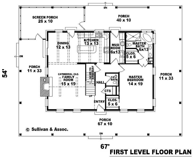 Floor Plan First Story of Country Plan #170-2785