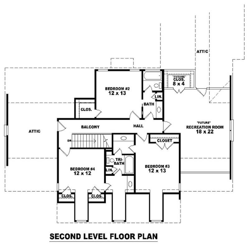 Floor Plan Second Story of Country Plan #170-2789
