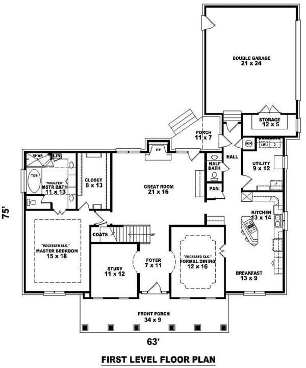Floor Plan First Story of Country Plan #170-2789