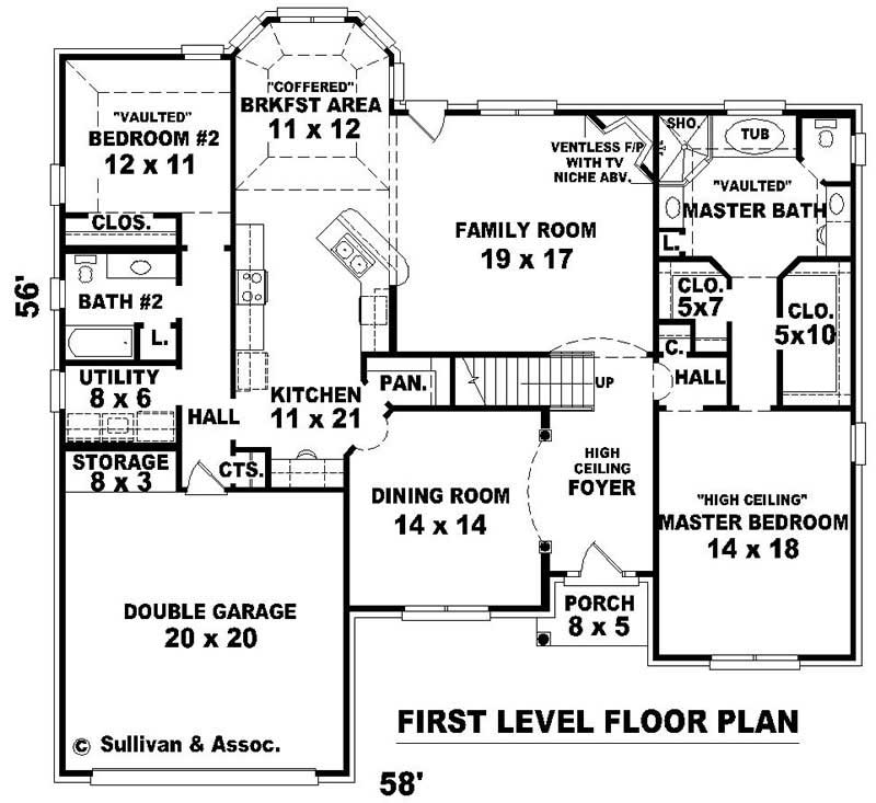 Floor Plan First Story of French Plan #170-2792