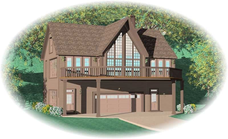 Front view of Vacation Homes home (ThePlanCollection: House Plan #170-2796)