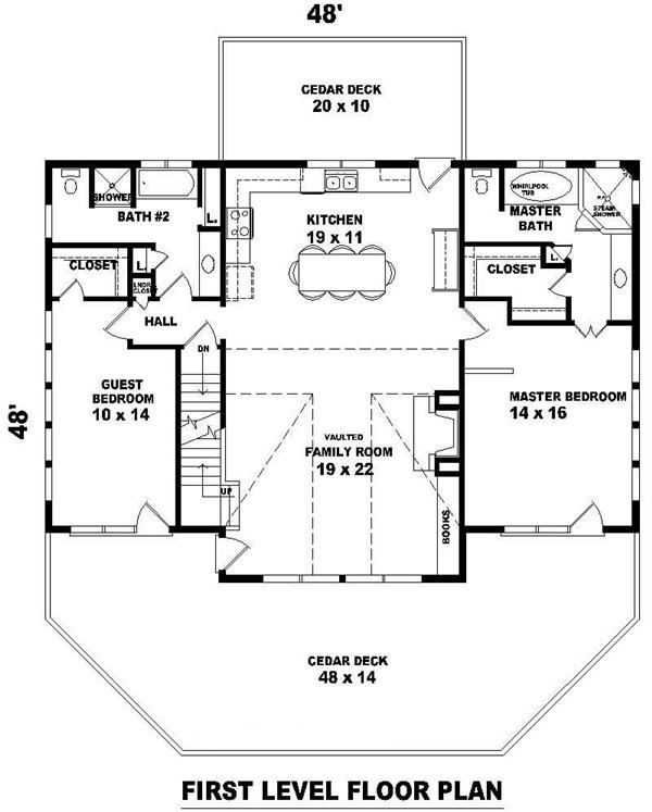 Floor Plan First Story of Vacation Homes Plan #170-2796