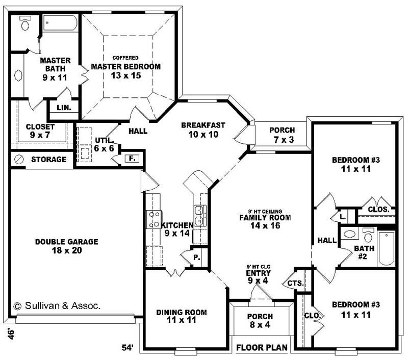 Floor Plan First Story of French Plan #170-2803
