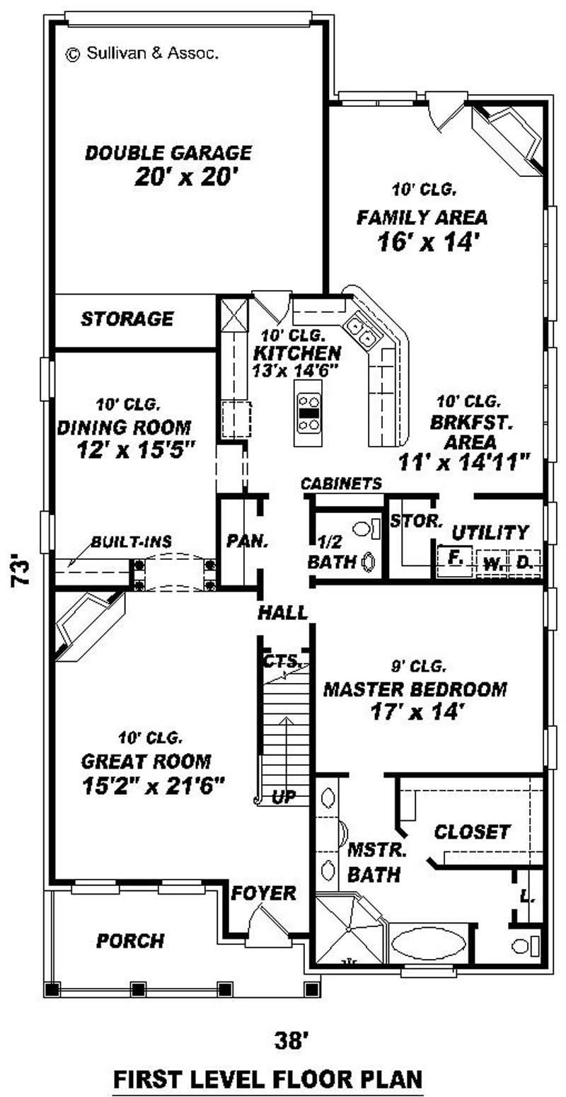 Floor Plan First Story of Traditional Plan #170-2804