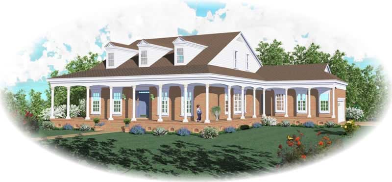 Front view of Colonial home (ThePlanCollection: House Plan #170-2807)