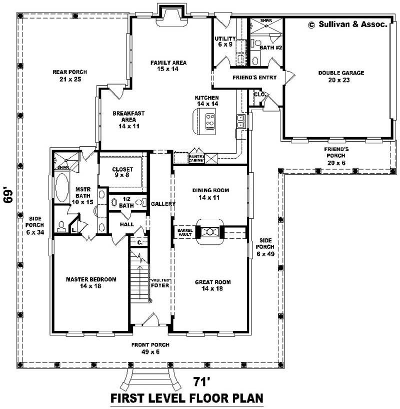 Floor Plan First Story of Colonial Plan #170-2807
