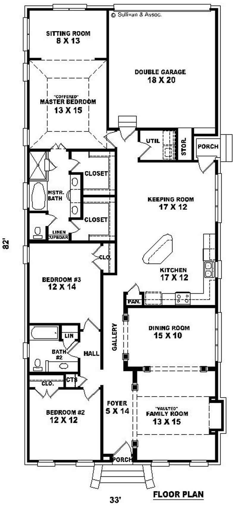 Floor Plan First Story of Colonial Plan #170-2808