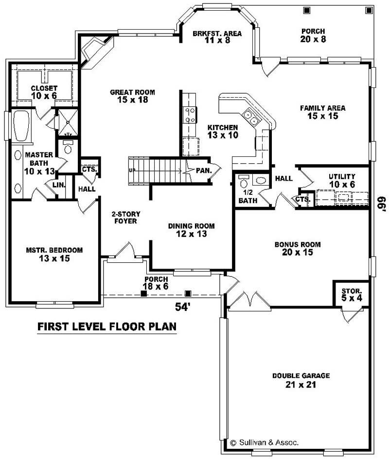 Floor Plan First Story of French Plan #170-2813