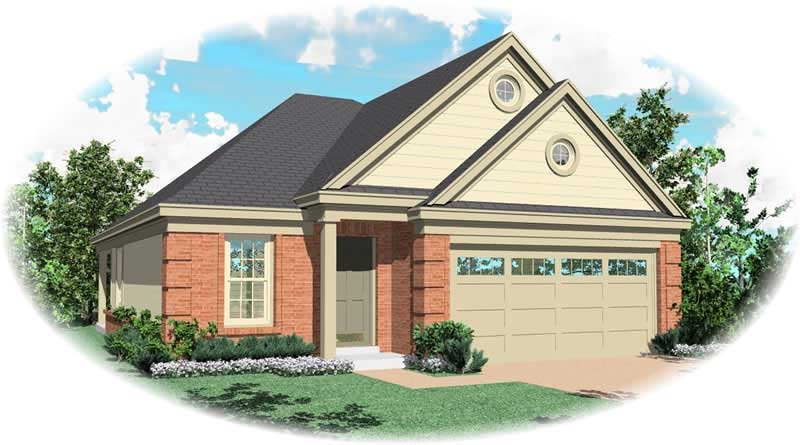 Front view of Country home (ThePlanCollection: House Plan #170-2830)