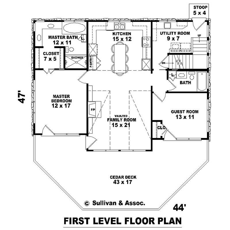 Floor Plan First Story of Country Plan #170-2835