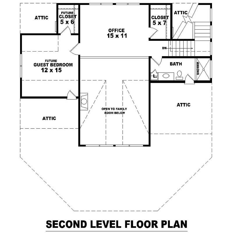 Floor Plan Second Story of Country Plan #170-2835