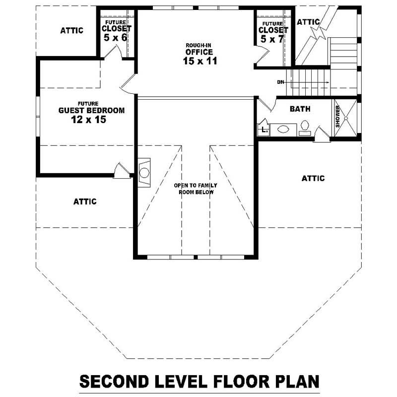Floor Plan Second Story of Country Plan #170-2836