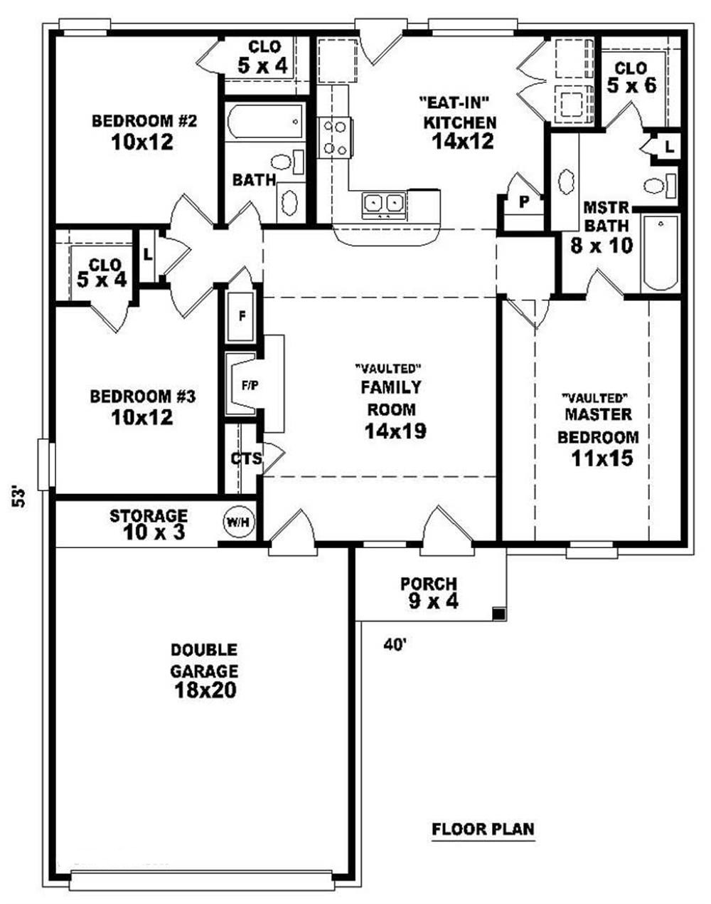 Floor Plan First Story of Ranch Plan #170-2843