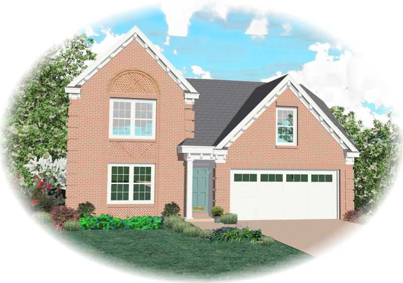 Front view of French home (ThePlanCollection: House Plan #170-2855)