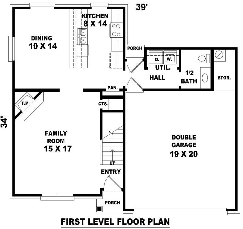 Floor Plan First Story of French Plan #170-2855