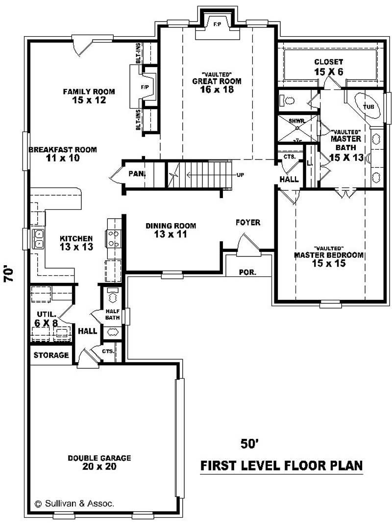 Floor Plan First Story of Country Plan #170-2863