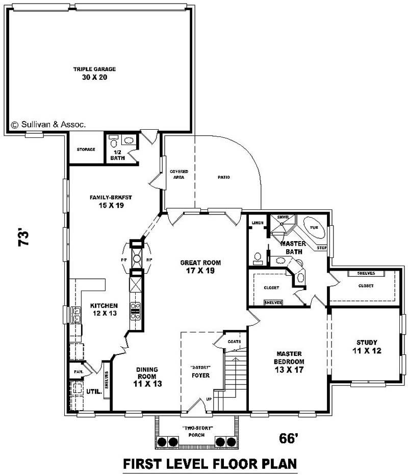 Floor Plan First Story of French Plan #170-2867