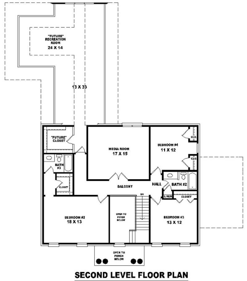 Floor Plan Second Story of French Plan #170-2867