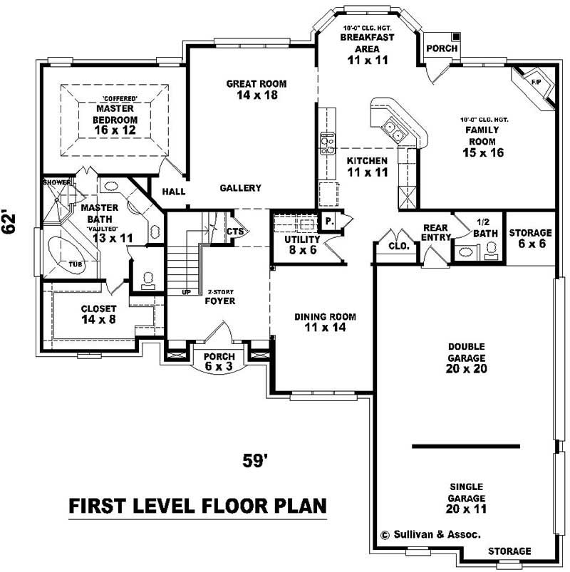 Floor Plan First Story of French Plan #170-2871