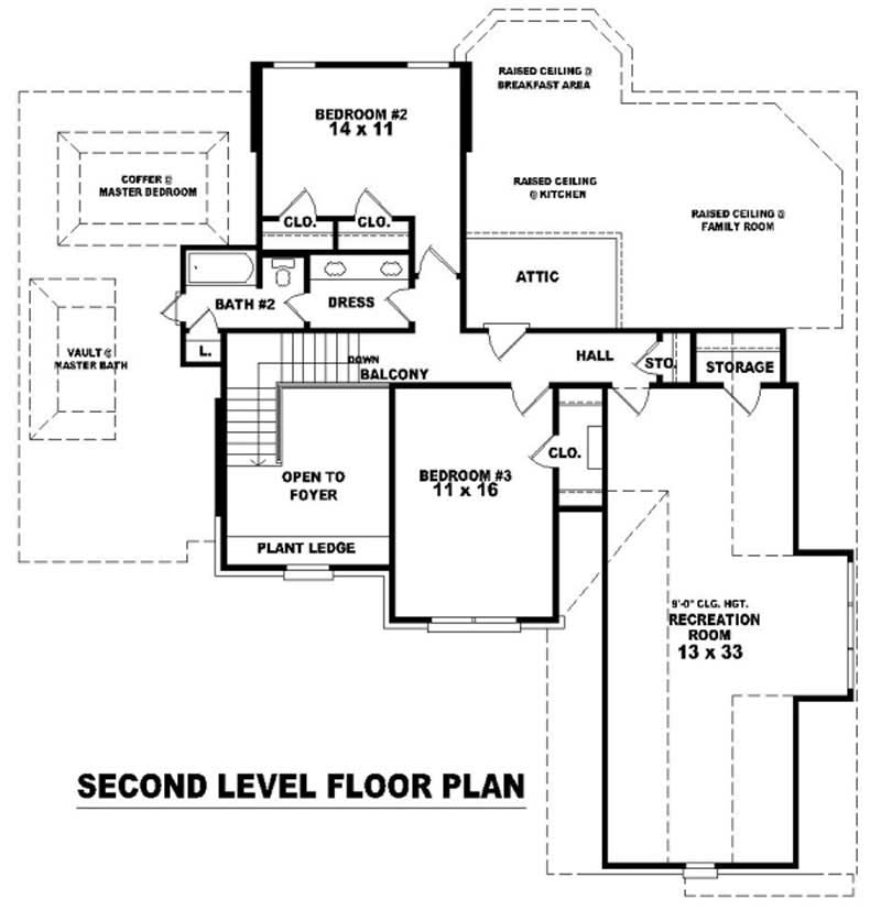 Floor Plan Second Story of French Plan #170-2871