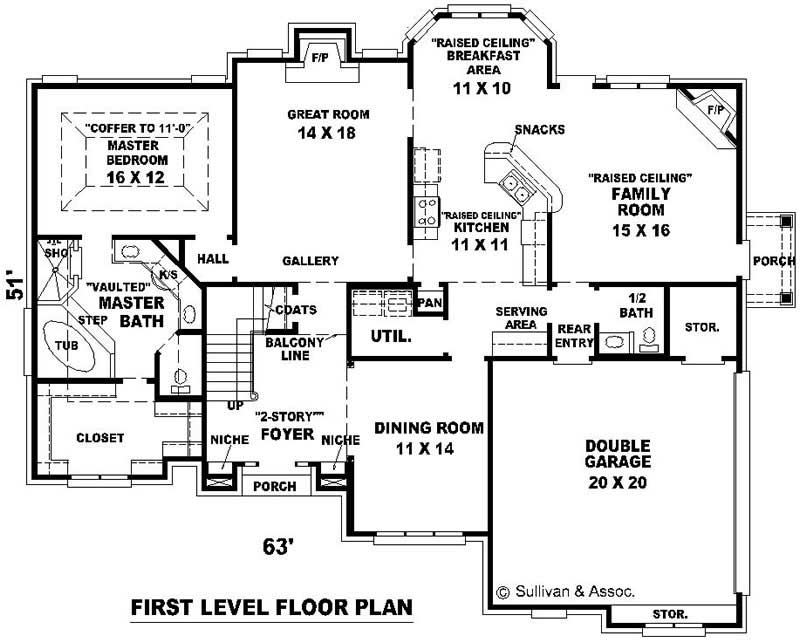 Floor Plan First Story of French Plan #170-2872