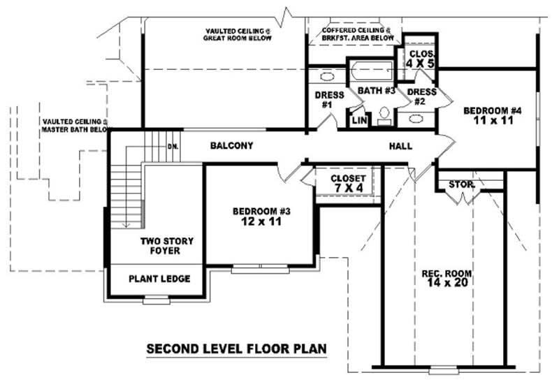 Floor Plan Second Story of French Plan #170-2873