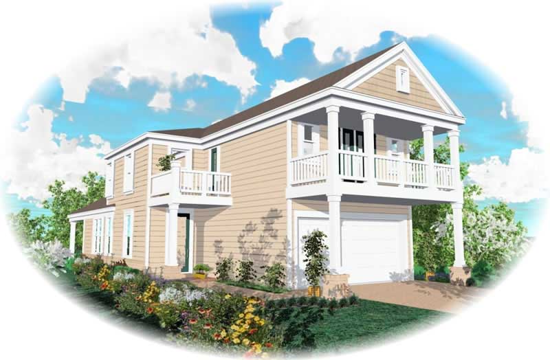 Front view of Coastal home (ThePlanCollection: House Plan #170-2876)