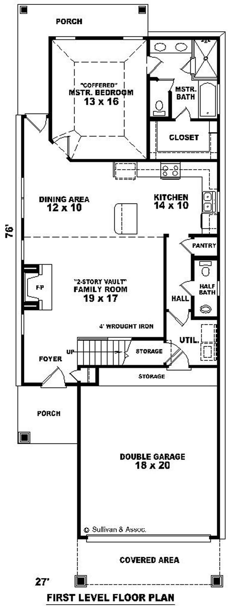 Floor Plan First Story of Coastal Plan #170-2876