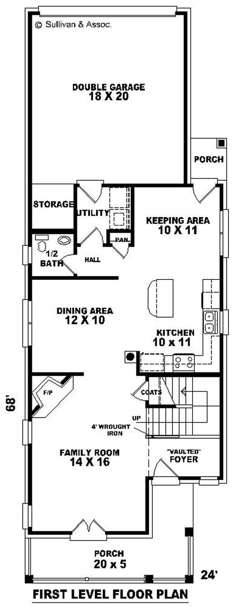 Floor Plan First Story of Coastal Plan #170-2877