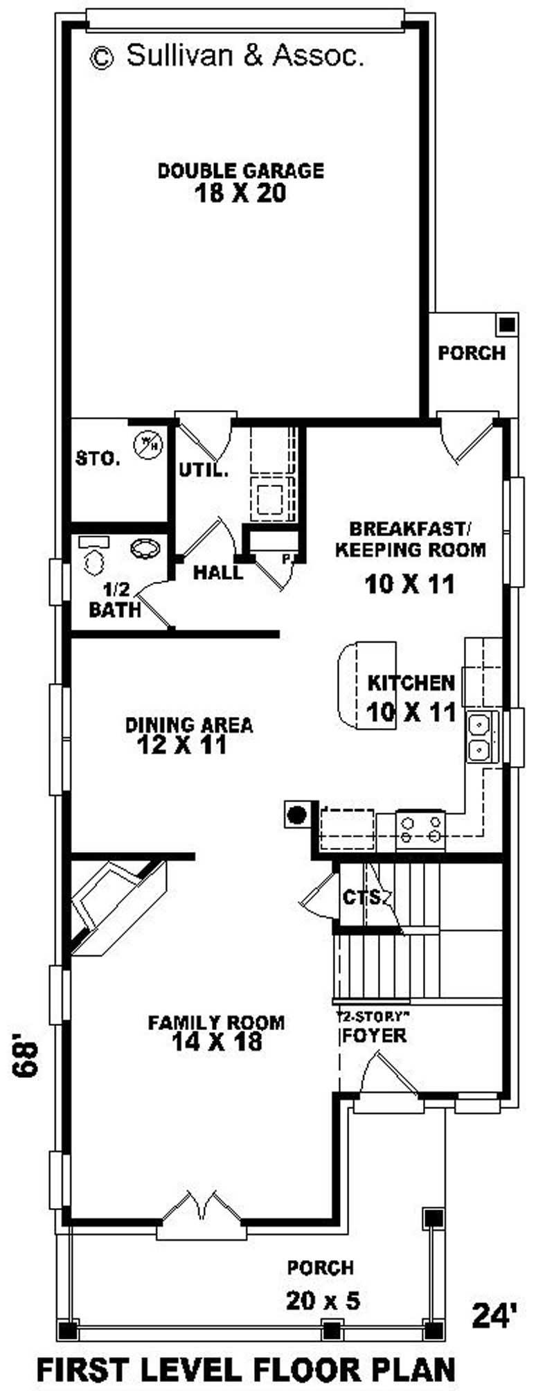 Floor Plan First Story of Coastal Plan #170-2879