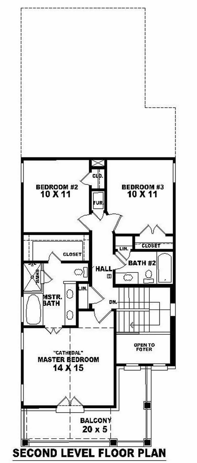 Floor Plan Second Story of Coastal Plan #170-2879